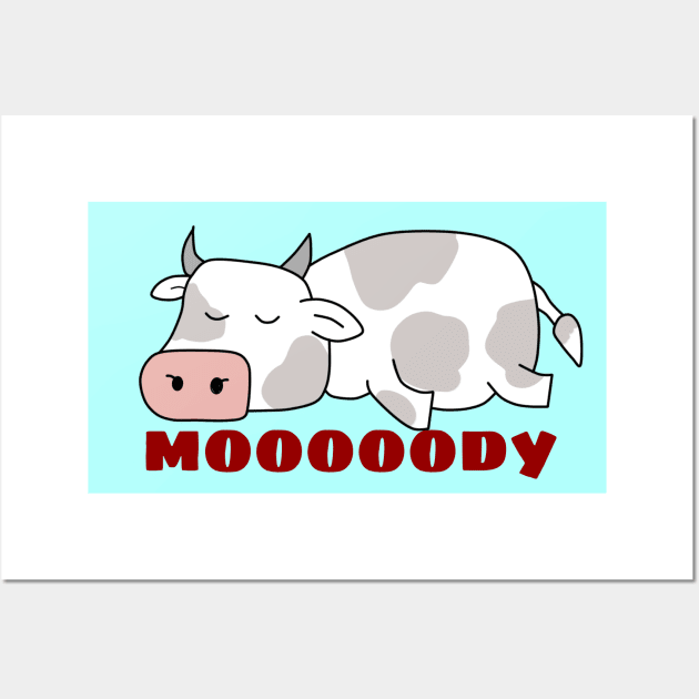 Moody Cow | Cow Pun Wall Art by Allthingspunny